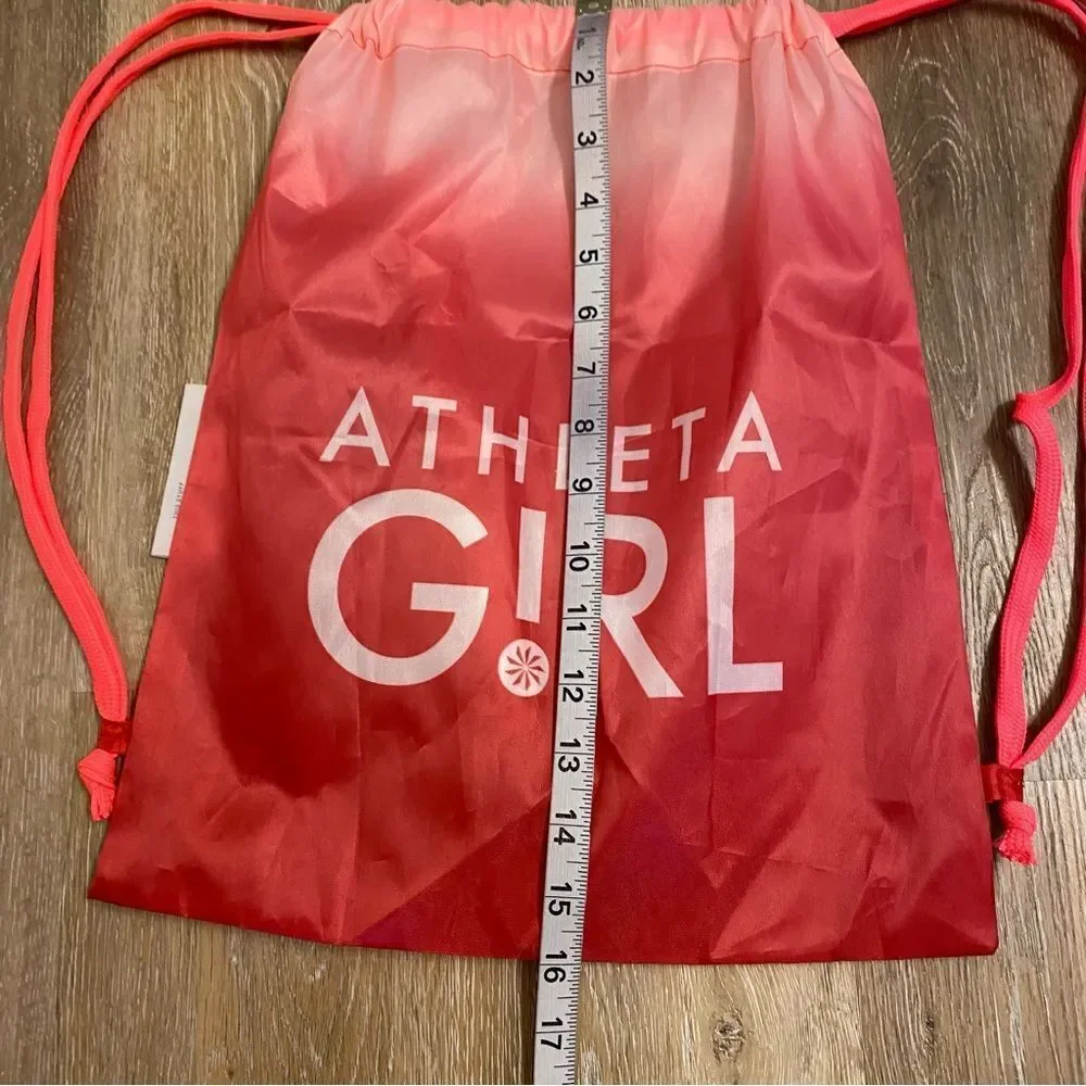 Athleta girl drawstring bag backpack sack silver hot pink set of 2 13x16